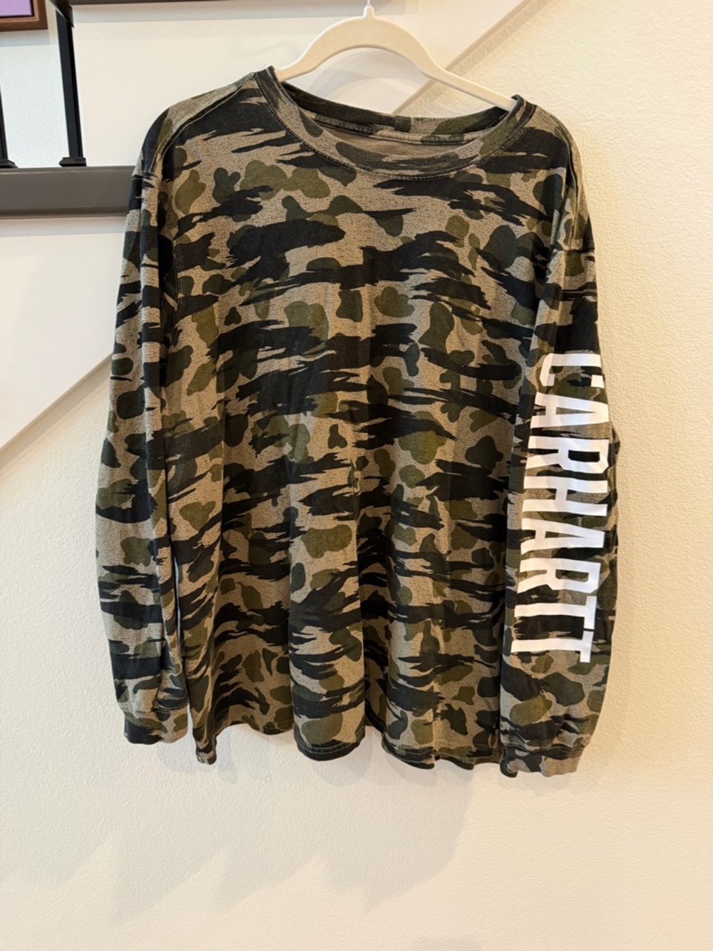 Carhartt Olive Green Loose Fit Tee with White Logo Print